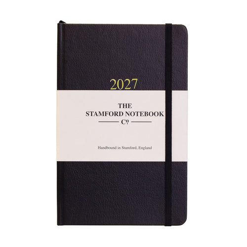 day to page leather diary black 2027
