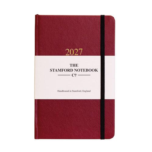 day to page leather diary in claret 2027