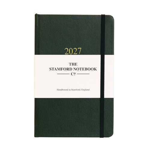 day to page leather diary in green 2027