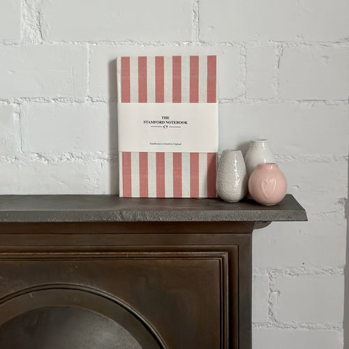 Resort Stripe bespoke printed cloth notebook in rose pink