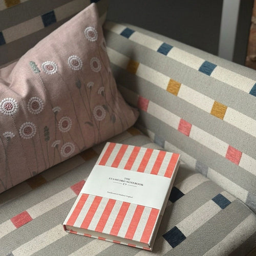 The Resort bespoke printed stripe notebook in coral