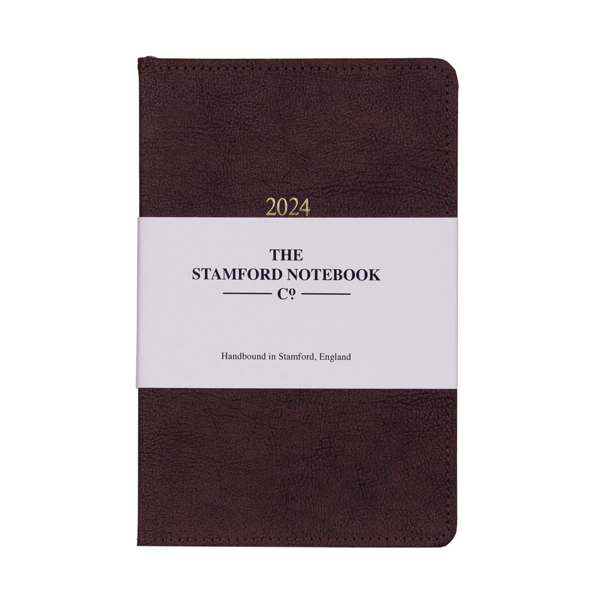 Vintage Recycled Leather Diary 2024 Plum