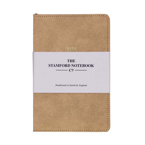 Stitched Vintage Recycled Leather Diary - Sand