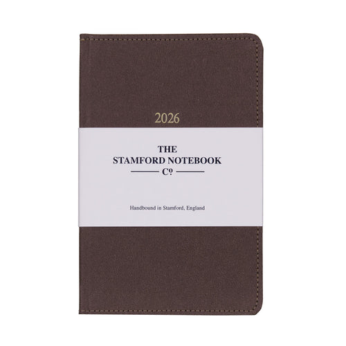 Stitched Vintage Recycled Leather Diary Chocolate 2026