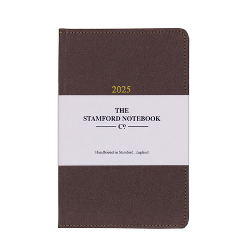 2025 Stitched Vintage Recycled Leather Diary - Chocolate