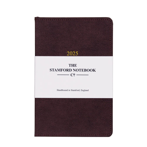 2025 Stitched Vintage Recycled Leather Diary - Plum