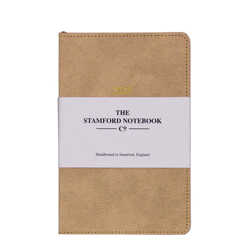 2025 Stitched Vintage Recycled Leather Diary - Sand