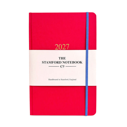2027 woven cloth diary in lipstick red week to view and week to page
