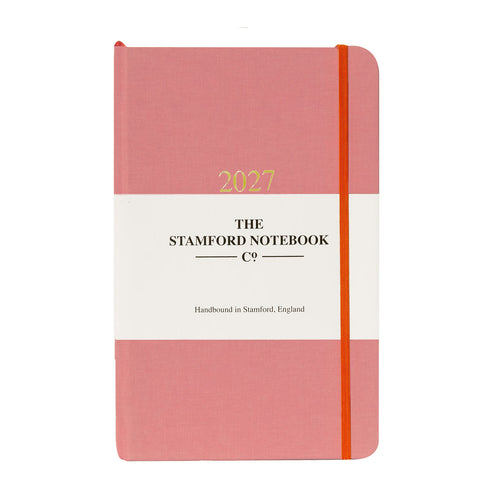 2027 woven cloth diary in blush week to view and week to page