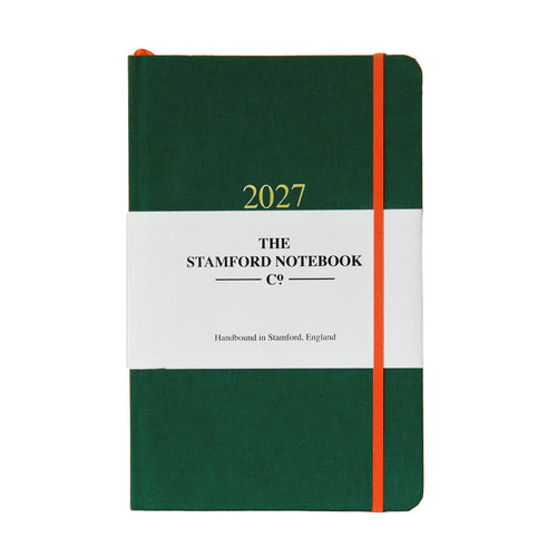 2027 woven cloth diary in bottle green week to view and week to page