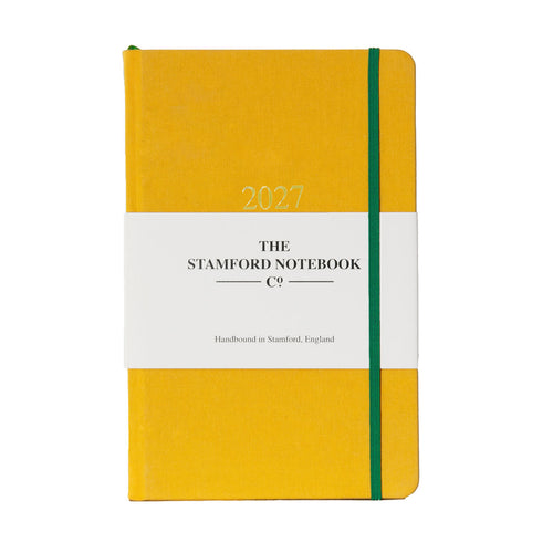 2027 woven cloth diary in canary yellow week to view and week to page