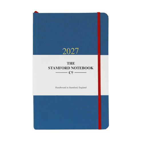 2027 woven cloth diary in cornflower week to view and week to page