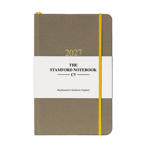 2027 woven cloth diary in khaki week to view and week to page