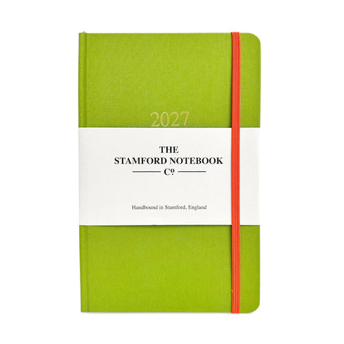 2027 woven cloth diary in Lime week to view and week to page