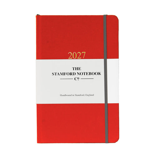 2027 woven cloth diary in tomato red week to view and week to page