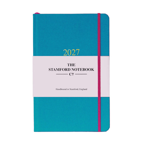 2027 woven cloth diary in turquoise week to view and week to page