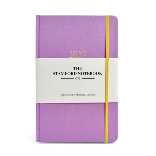 2027 woven cloth diary in violet week to view and week to page