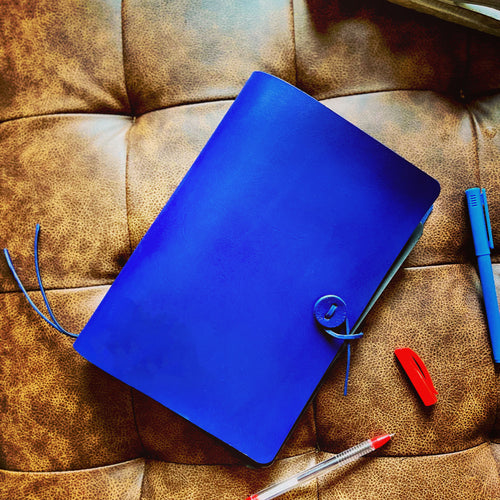 Leather Refillable Travellers Journal Royal Blue