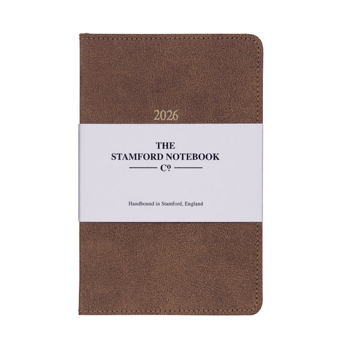 Stitched Vintage Recycled Leather Diary Chestnut 2026