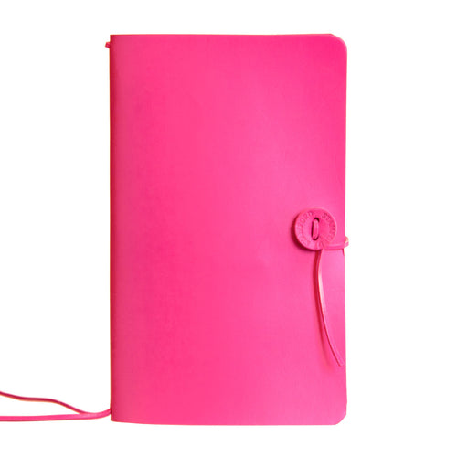 Pink leather refillable travellers journal