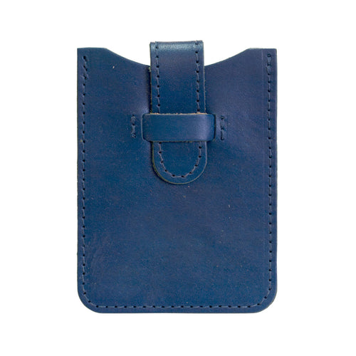 Leather Business Card Holder - Blue