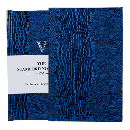 Five Year Diary handbound in Deep Marine Iguana Embossed cover with matching slip case