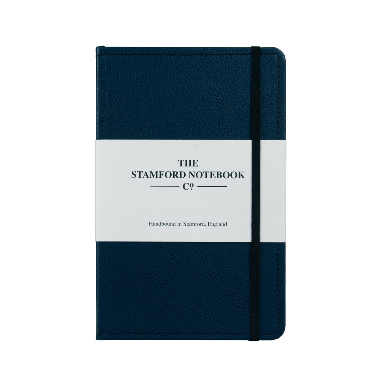 Marine Blue leather notebook with black stitching