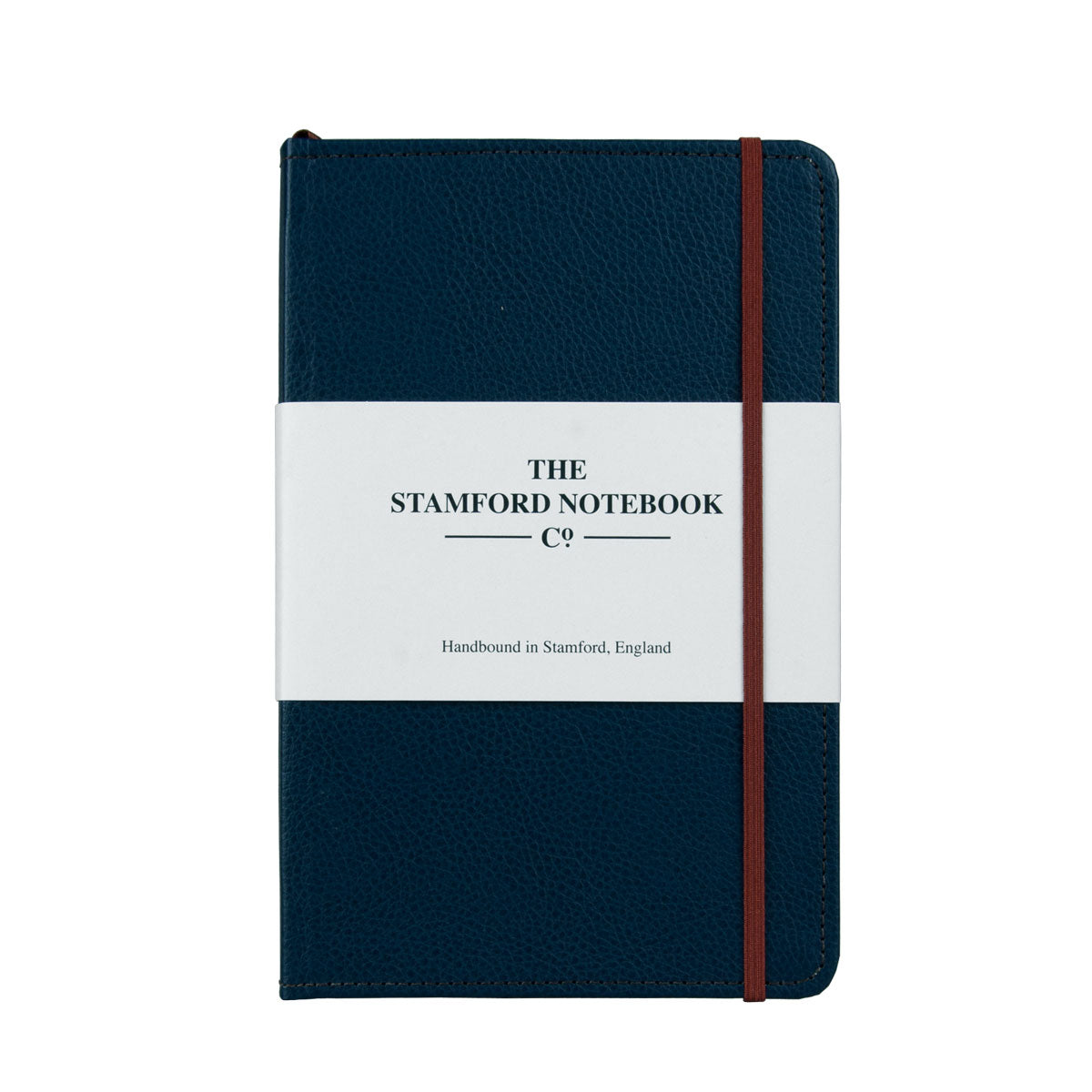 Marine Blue leather notebook with brown stitching