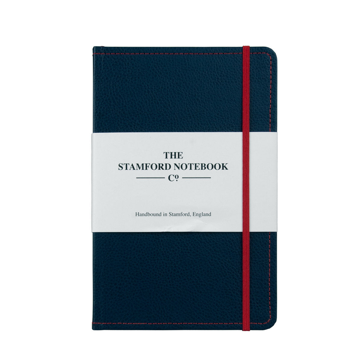 Marine Blue leather notebook with red stitching