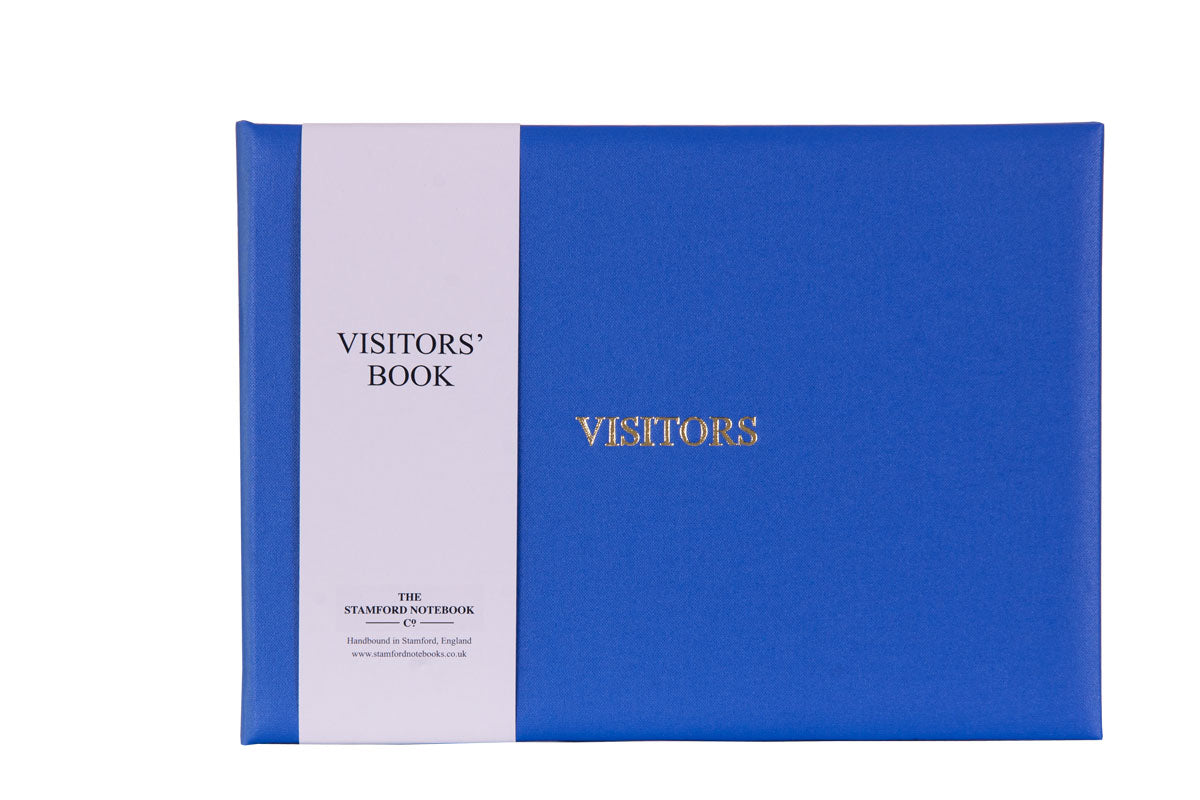 New Buckram Personalised Visitor Book Blue