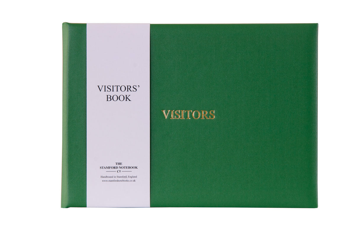 New Handbound Buckram Visitor Book Green Personalised