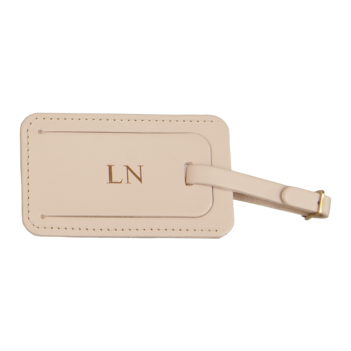 Leather Luggage Tag Champagne, part of the Luxury Leather Travel Set