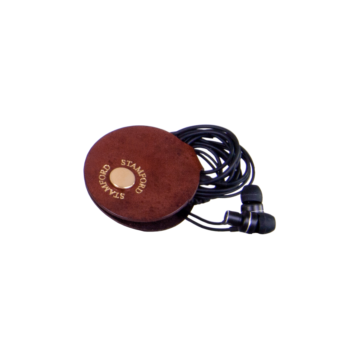 Leather Earphone Holder Mid Brown, part of the Luxury Leather Travel Set