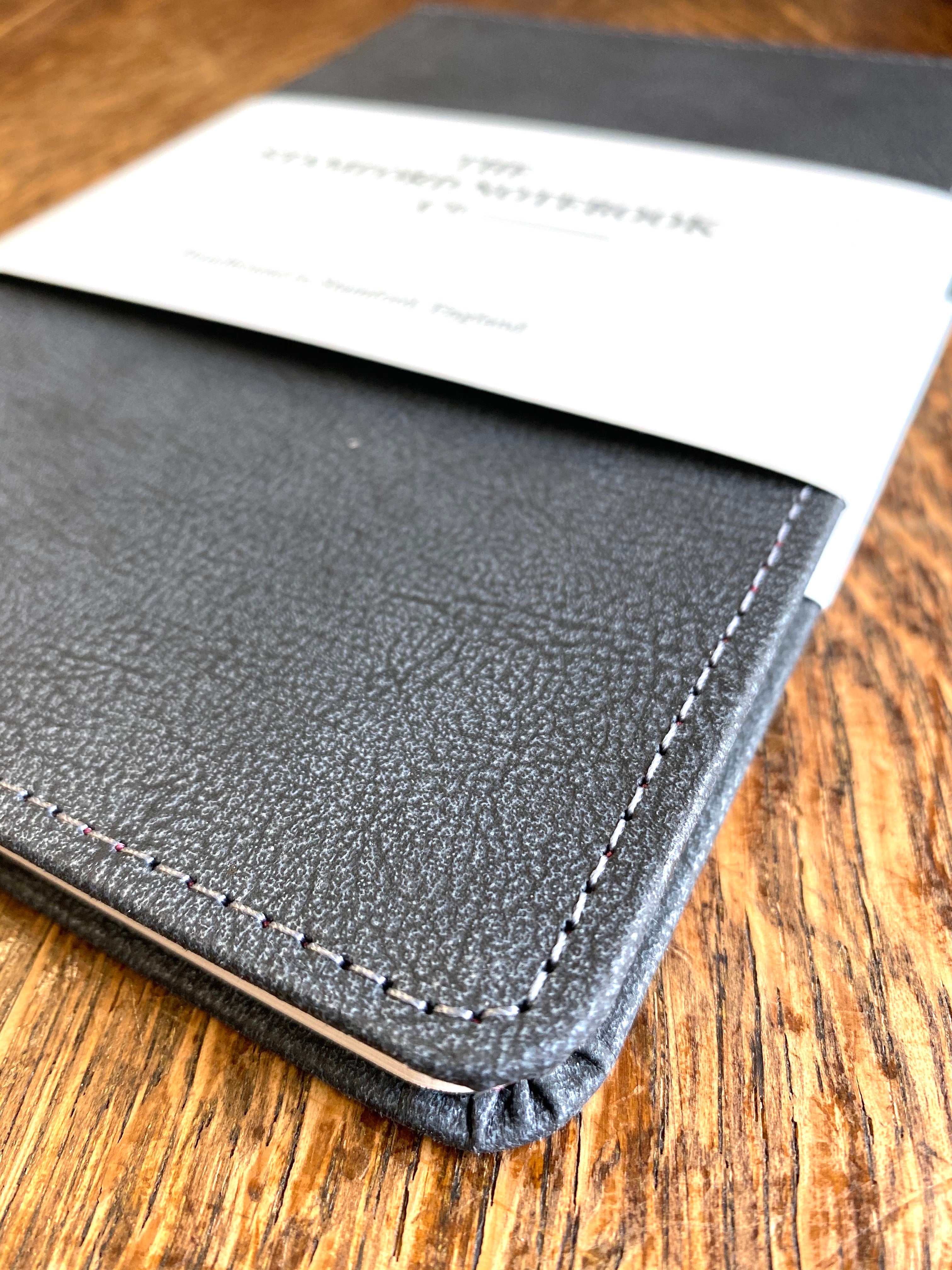 Stitched Vintage Recycled Leather Notebook Charcoal