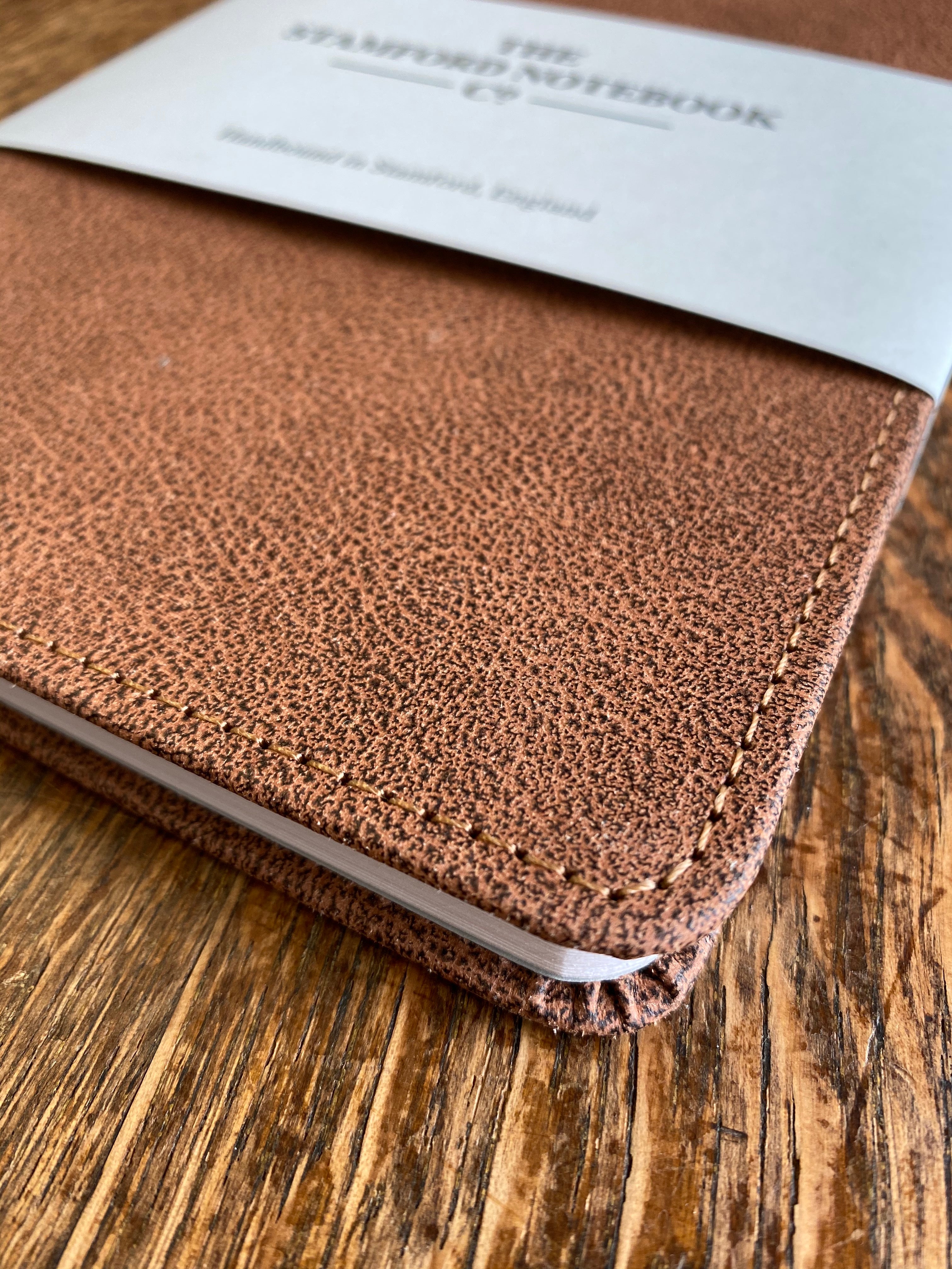 Stitched Vintage Recycled Leather Notebook Chestnut