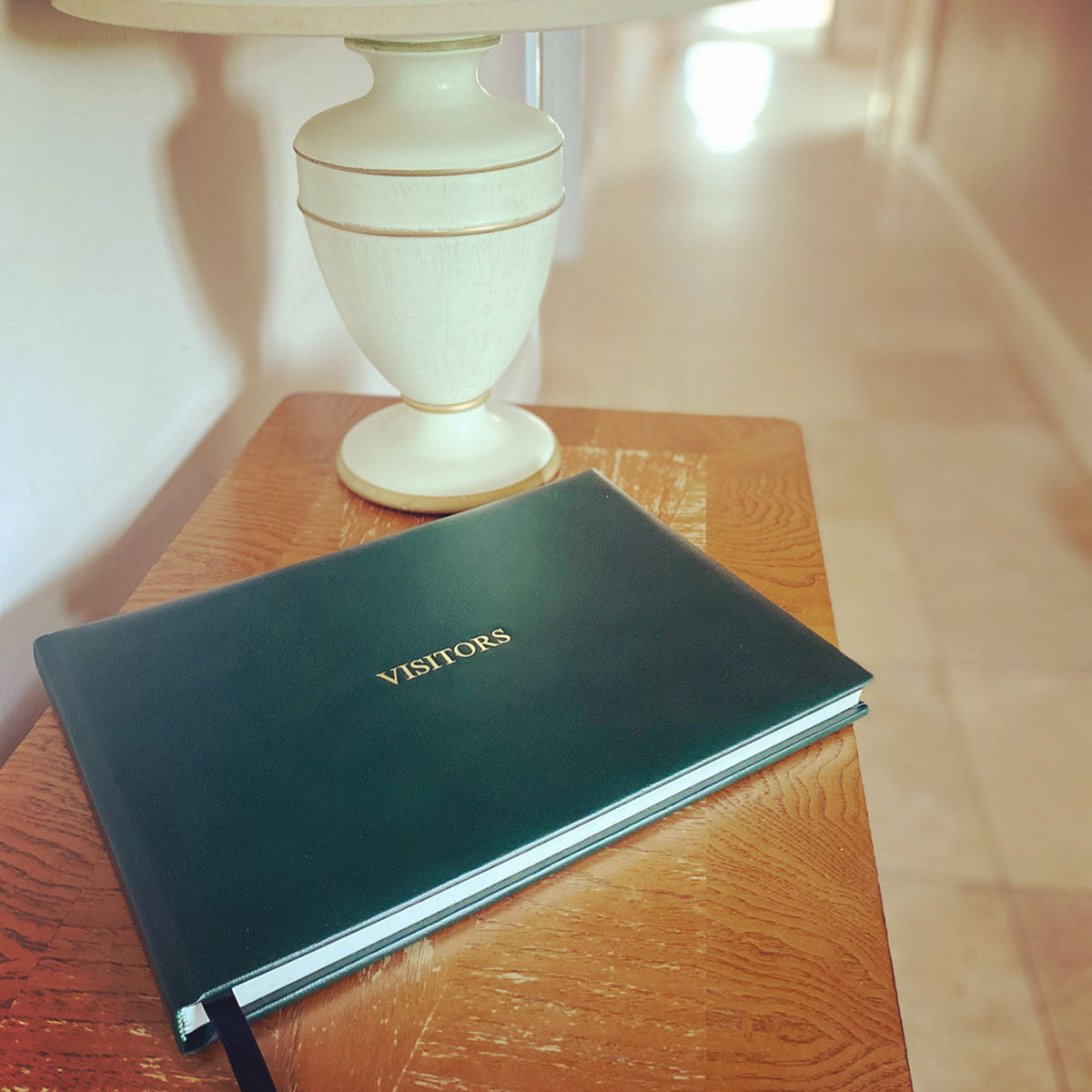 Hand Bound Leather Visitor Book - Green